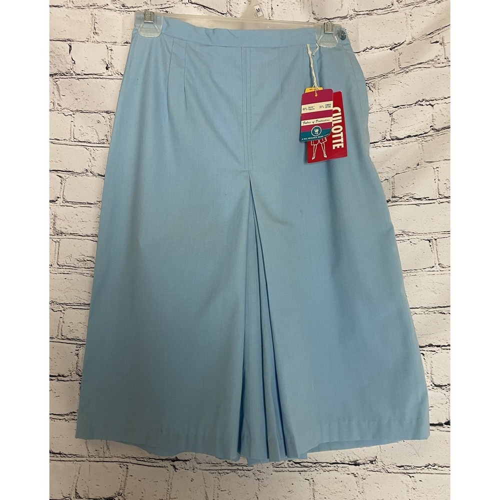 Vtg‎ NWT 70's Blue 9/10 Culottes Gaucho Wide Leg Midi Crop Pants Disco